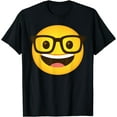 thumbnail image 1 of T-Shirt Cadeau Visage Nerd Emoji avec Lunettes - comme sur L'Image - L, 1 of 2