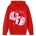 thumbnail image 2 of Vêtements à Thème de la Saint-Valentin 67 Filles Chandail Décontracté à Capuche Imprimé Saint-Valentin Col Rond Chandail en Molleton Mode Jeunesse Vêtements pour Enfants(Rouge-150)#5630, 2 of 3