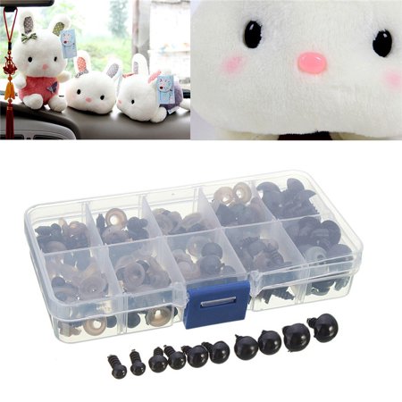 100pcs 6-12mm Black Plastic Safety Eyes for Bear, Doll, Puppet, Plush Animal Toy DIY Craft