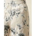 thumbnail image 5 of sicmoss Women's White Floral Print Mid Rise Cropped Wide Leg Jeans Boho Baggy with Pockets, 5 of 7
