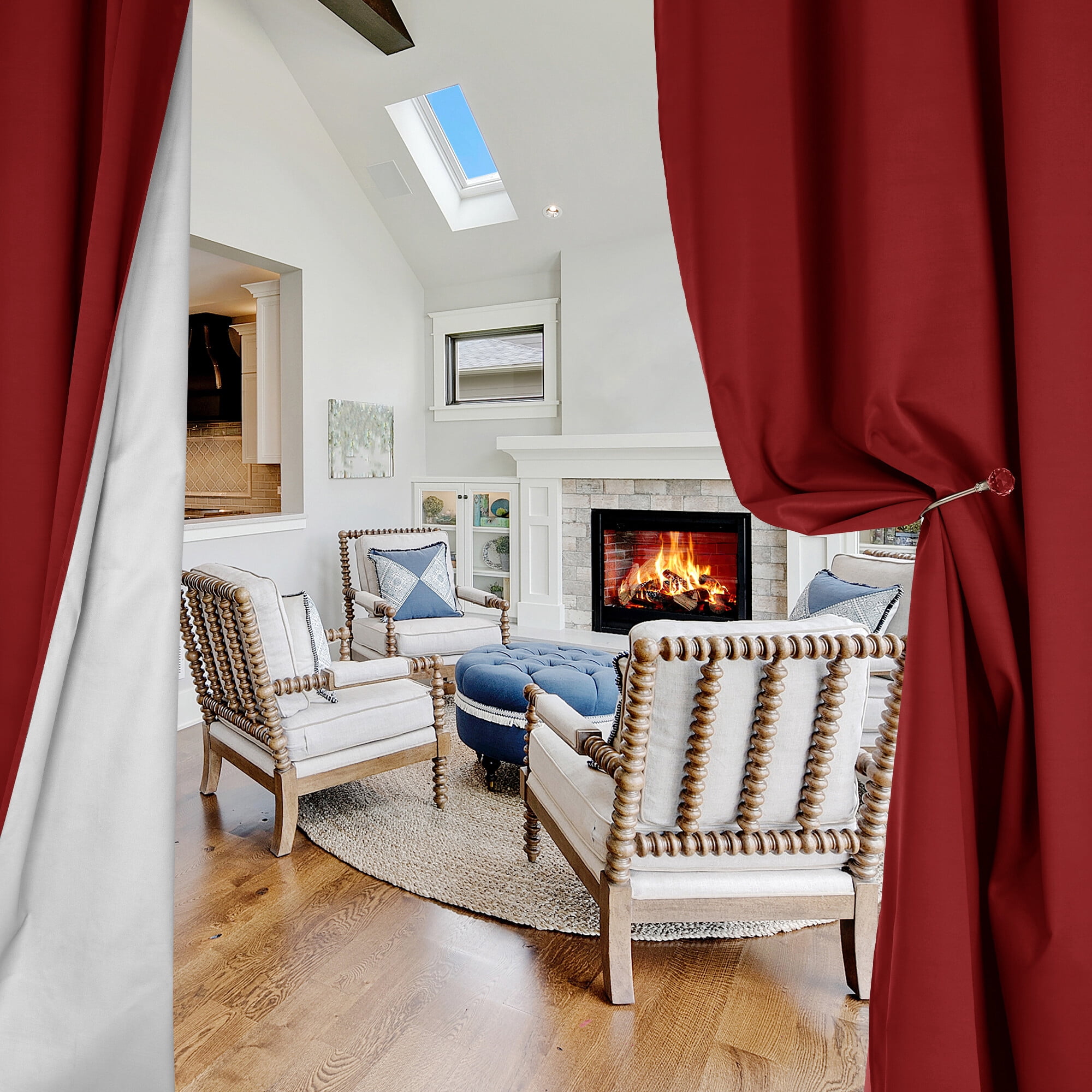 Deconovo Blackout Curtains with Silver Back Coating for Living Room 52x72 inch Dark Red 2 Panels