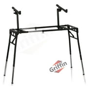 Griffin 2-Tier DJ Coffin Workstation Stand Double Table Top Keyboard & Laptop Holder Duel Level Digital Piano Rack Mount Platform for Studio Mixer Controllers, Turntable, Speakers, Stage Equipment