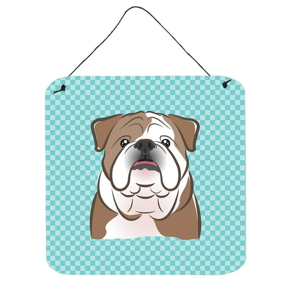 Carolines Treasures Checkerboard Blue English Bulldog Wall or Door Hanging Prints 6x6 multicolor