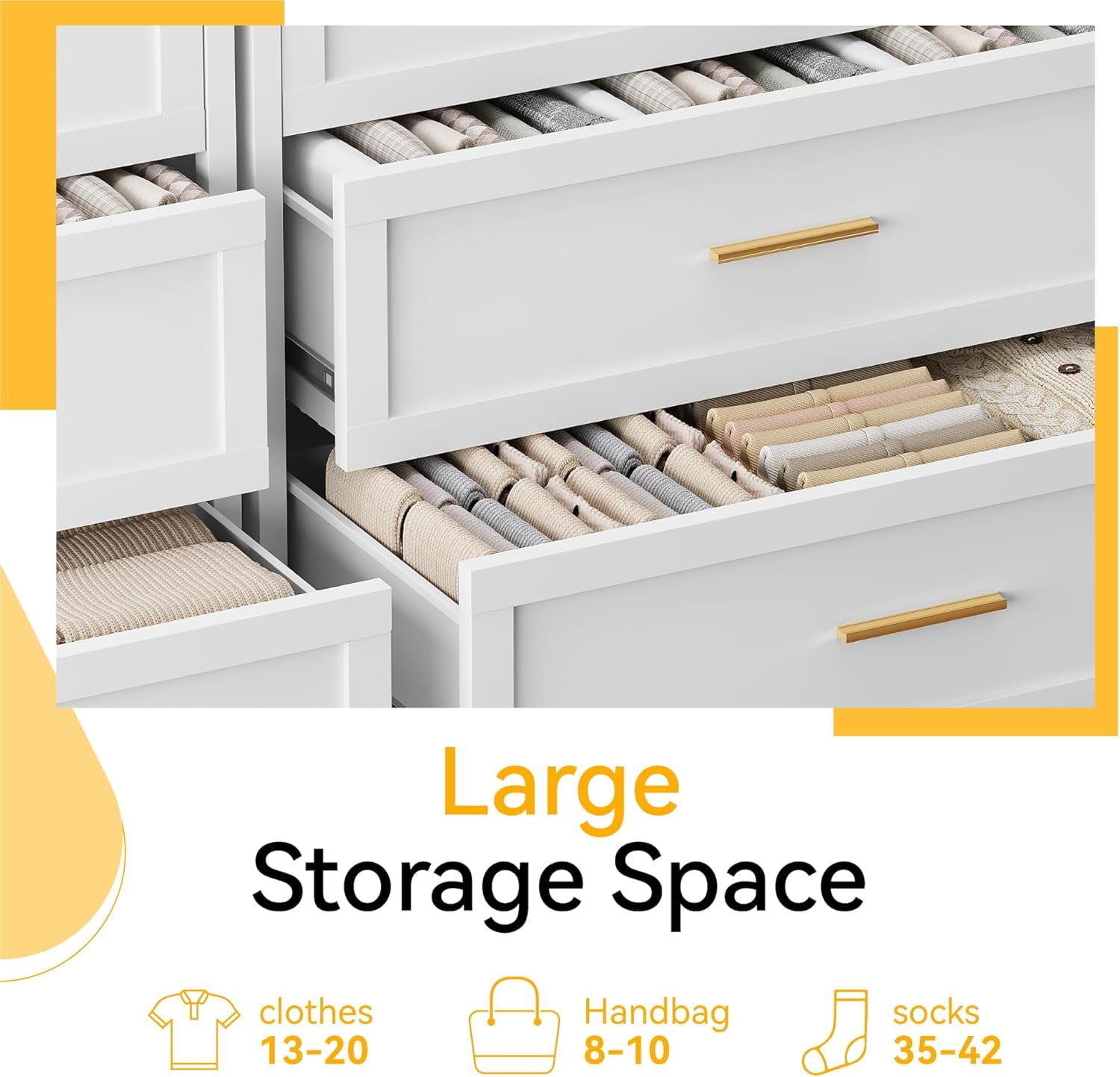 Elegant Metal 4-Drawer Dresser for Bedroom, Clothes Storaeg Drawer Chest for Closet, Farmhouse Dressers & Chests of Drawer with 4 Large Drawers,White