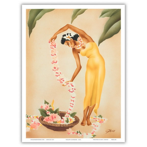 The Leimaker - Vintage Hawaiian Airbrush Art by Gill c.1940s - Master Art Print (Unframed) 9in x 12in