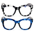 thumbnail image 2 of 2 Pairs Women Bold Round Reading Glasses - Anti Blue Light Blocking Readers +1.50, 2 of 5