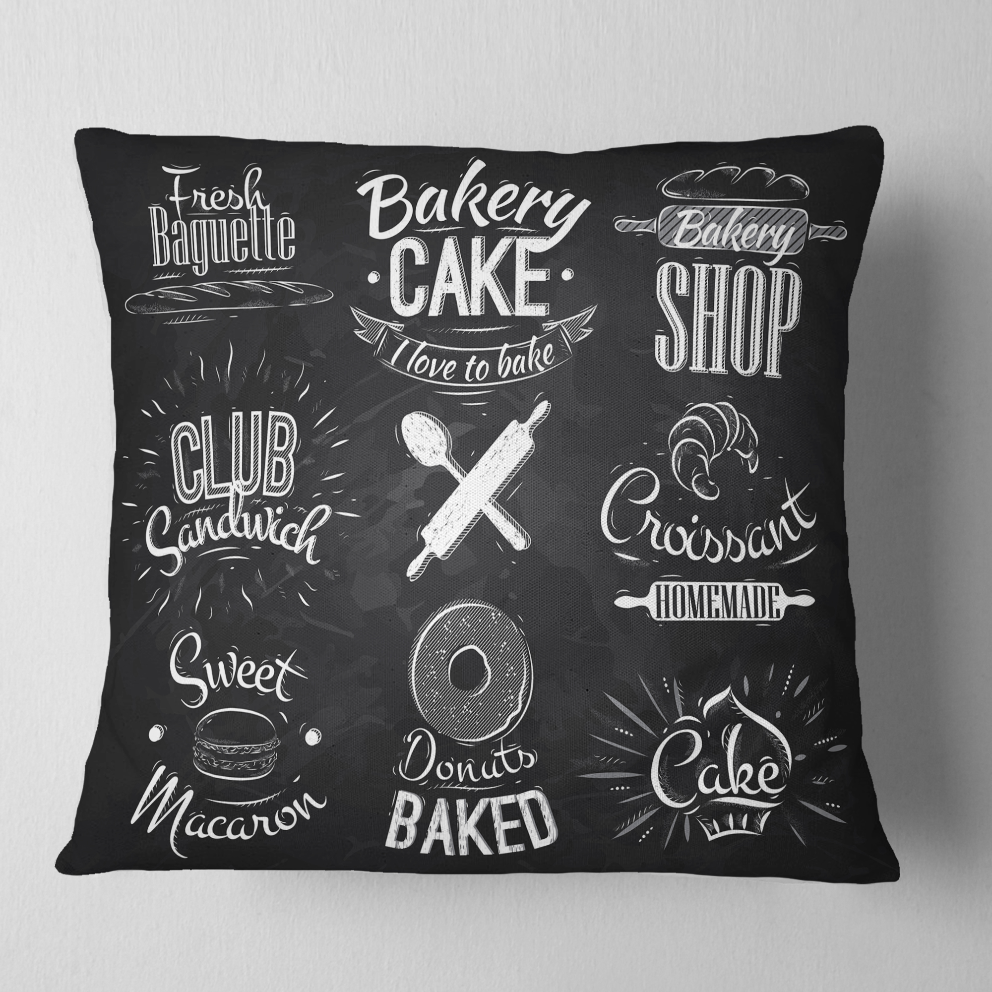 Designart Bakery Characters - Abstract Throw Pillow - 16x16