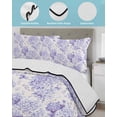 thumbnail image 4 of Purple Floral Twin XL Size Down Alternative Comforter,Lightweight Comforter Quilt Bedding Set with Pillow Shams Hydrangeas Flower Spring Summer Botanical Bed Comforter Duvet Insert 68"x98", 4 of 7
