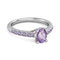 thumbnail image 2 of Solitaire 1.70 Ctw Oval Amethyst 925 Sterling Silver Floating Halo Women Valentines Day Gifts Ring, 2 of 3