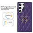 thumbnail image 2 of SaniMore for Samsung Galaxy S23 Ultra 6.8" 2023 Case, PU Leather Case with Luxury Fashion Lattice for Girls Women 360° Rotating Metal Ring/Kickstand Shockproof Durable Case For S23 Ultra, Purple, 2 of 8