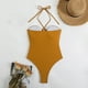 thumbnail image 4 of Trajes de baño de una pieza para mujer, conjuntos de bikini sin espalda con tirantes ajustables a la moda de color sólido para mujer, traje de baño para mujer, 4 of 5