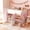 White+Pink-Full, variant on Full Loft House Bed, Modern Wooden Cabin Bed with Built-in Playhouse & Storage Space,Espresso+White