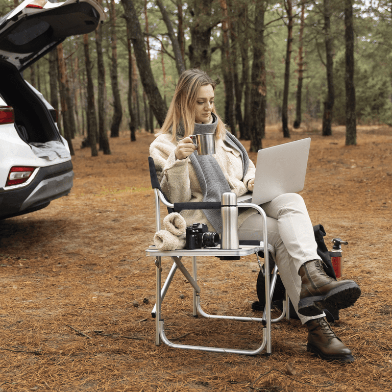 Cup Holder Beach Chair With Laptop Table Folding Camping Directors