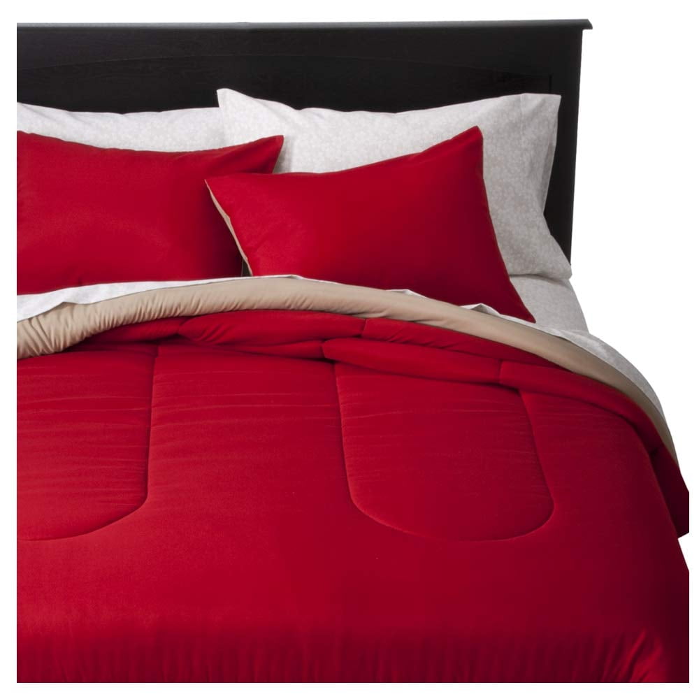 Room Essentials Red/Tan Reversible Comforter - Twin/Twin XL - Walmart