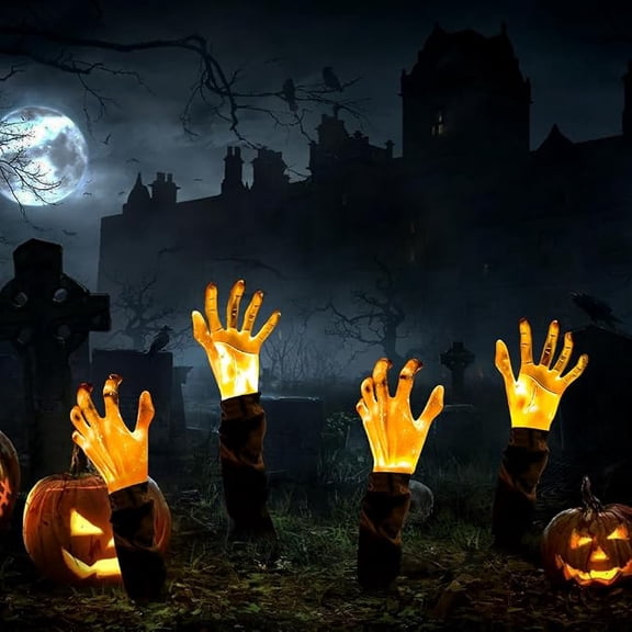 Zombie Hands Pathway Lights Halloween Outdoor Decor 4-Pack