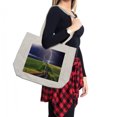 thumbnail image 2 of Nature Shopping Bag, Summer Storm About to Appear with on the Field Solar Beams Energy Theme, Eco-Friendly Reusable Bag for Groceries Beach and More, 15.5" X 14.5", Cream, by Ambesonne, 2 of 2