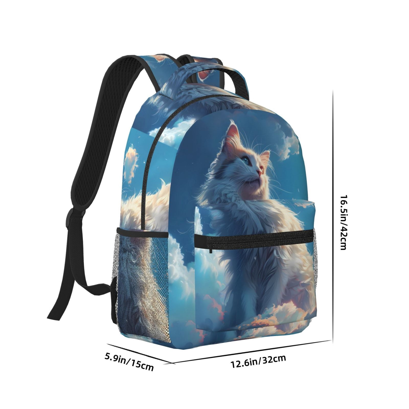 Xecao Clear Sky Blue Cat Travel Backpack: A spacious, stylish computer backpack ideal for men and women, perfect for college, school, or daily travels