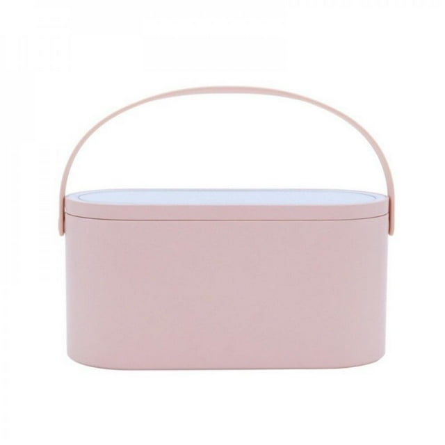 Cosmetics Box Portable Makeup Box with LED Lighted Mirror for Travelling Multi-purpose Makeup Organizer Carrying Case Pink Travel Size