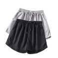 thumbnail image 2 of Lenpel Women's Sweat Shorts 2 Pc Casual Elastic Waist Drawstring Comfy Lounge Shorts Athletic Workout Shorts with Pockets, 2 of 6