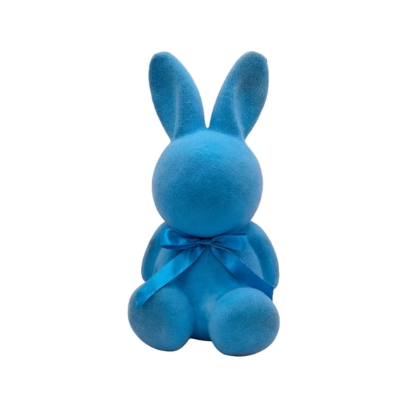 Decorr Easter Decorations,12.2" Easter Flocked Bunny ,Flocking Rabbit Tabletop Ornament for Easter Centerpieces for Spring Home Office Table Decor, Party Supplies(Royal Blue)