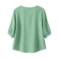 thumbnail image 4 of Wutalume Women's 3/4 Sleeve Button Down Top - Casual Cotton Blouse with Front Button Closure, 3/4 Sleeve Blouses for Women, Womens Summer Tops Lightweight,Army Green 3XL, 4 of 8