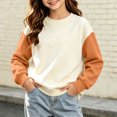 thumbnail image 4 of LOINRODI Kids Color Block Raglan Sweatshirt, Loose Fit Raglan Sleeve Color Block Crewneck Pullover Boys Girls Fall Daily Tops Orange Size 9-10, 4 of 9
