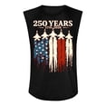 thumbnail image 3 of Mens Tank Top 250 United States American Flag Print Crew Neck Sleeveless T Shirts Big and Tall Classic Fit Summer Casual T-Shirt, Black, #01 Black, 3 of 4