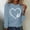 Light Blue, variant on Jienlioq Tops for Women Trendy Fashionable Women's Printed Round Neck Pullover Long Sleeved Casual Top Deals Cyber Monday