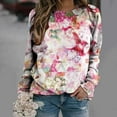 thumbnail image 2 of WXLWZYWL Trendy Sweatshirts For Women 2023 Women Classic And Winter Floral Print Crewneck Long Sleeve Loose Sweatshirt Tops, 2 of 5