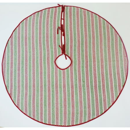 LR Home Altair Chevron Green and Red Christmas Tree Skirt 54