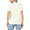 thumbnail image 3 of INSPIRE CHIC Eyelet Tops for Women's Summer V Neck Short Sleeve Knit Button Down Shirts S Beige, 3 of 6