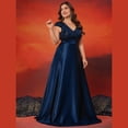 thumbnail image 4 of AURA Plus Size Evening Dress Deep V-Neck Sleeveless A-Line Party Wear Long Dress, 4 of 6