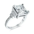 thumbnail image 4 of Bling Jewelry Womens Art Deco Style 5CTW Princess Cut CZ Statement Engagement Ring with Stepped Side Stones Sterling Silver, 4 of 5