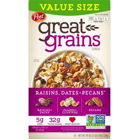 Post Great Grains Cereal, Date & Raisin, 19 Oz - Walmart.com
