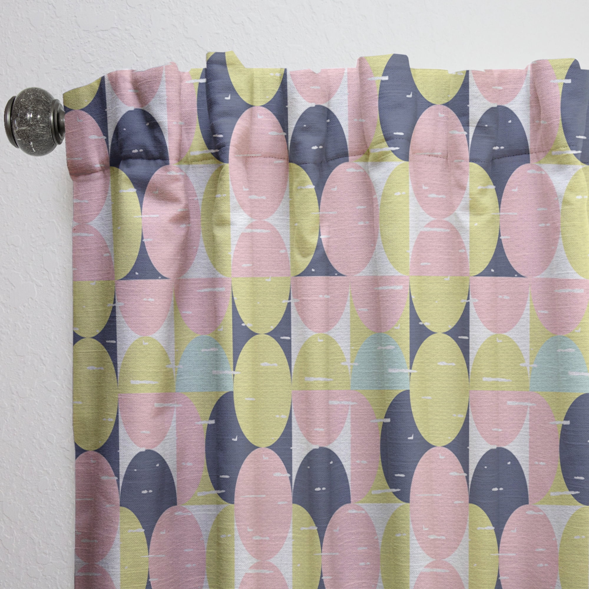 Designart 'Pastel Circular Retro Pattern I' Mid-Century Modern Curtain Panel