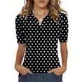 thumbnail image 3 of Trgacdwlo Polka Dot Golf Polo Shirt Women Collared V Neck Women Short Sleeve Tops Summer Vintage Women's Polo Shirts Black L, 3 of 6