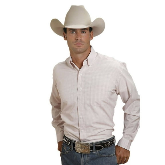 Western Shirt Mens L/S Button Plaid Pink 11-001-0579-0035 PI