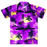 Virgin Crafts Hawaiian Shirt for Men Printed Short Sleeve Button Down Beach Shirt, Purplepink, 4X-Large