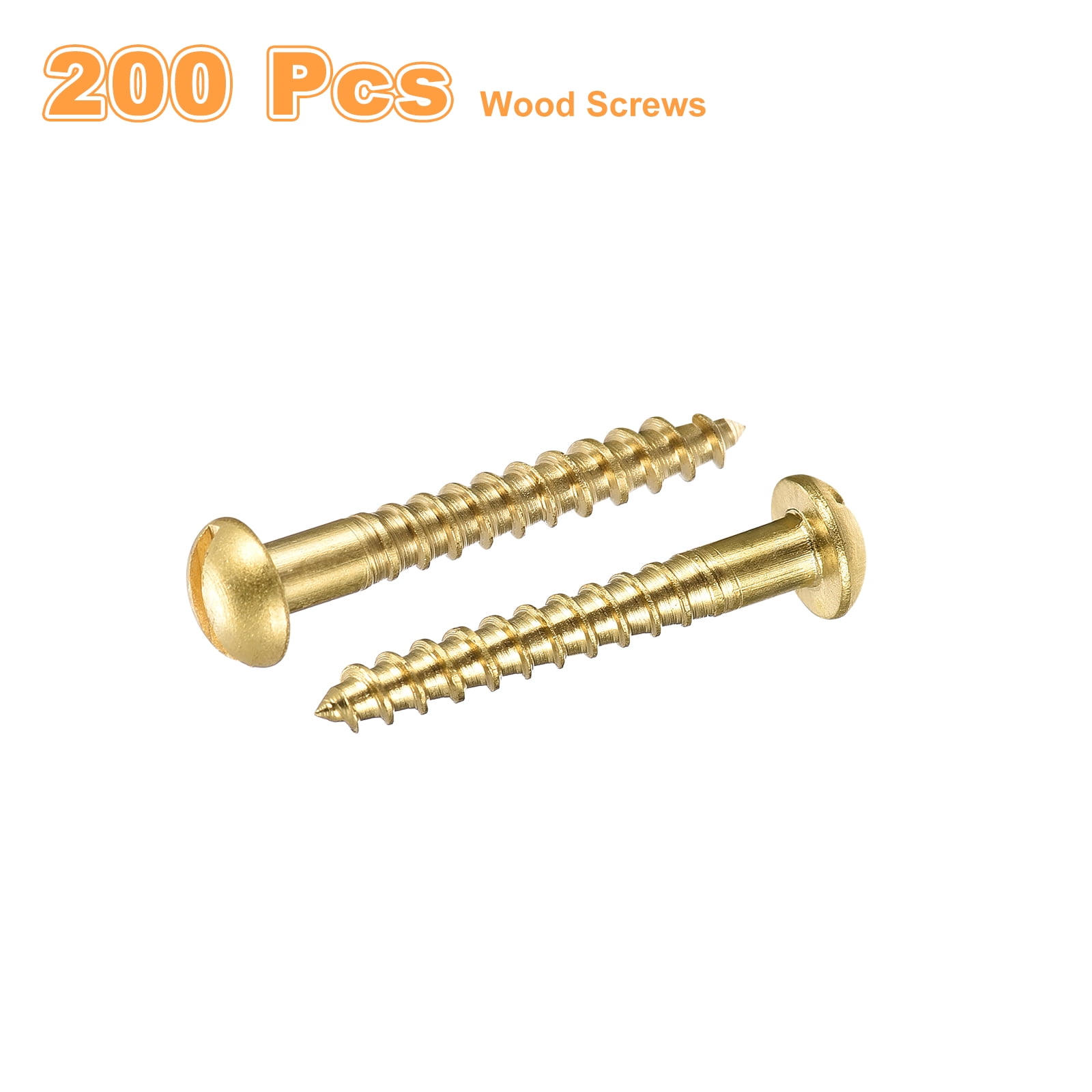 Wood Screws M3 x 25mm Slotted Round Head Copper Self-Tapping Screw 200 Pcs