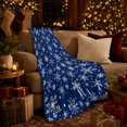 thumbnail image 3 of Blue Snowflake Field with Starry Dots, Cheerful Holiday Style for Snowflake Lovers, Frosty Winter Motif and Christmas Gift, Cozy Flannel Blanket for Family Room and Guest Room, Home Decor, 3 of 9