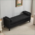 thumbnail image 6 of Upholstered Bench 66.34”W Elegant Fluted Wood Legs with 2 Bolster Pillows for Bedroom Living Room Entryway | Black | Boucle, 6 of 11