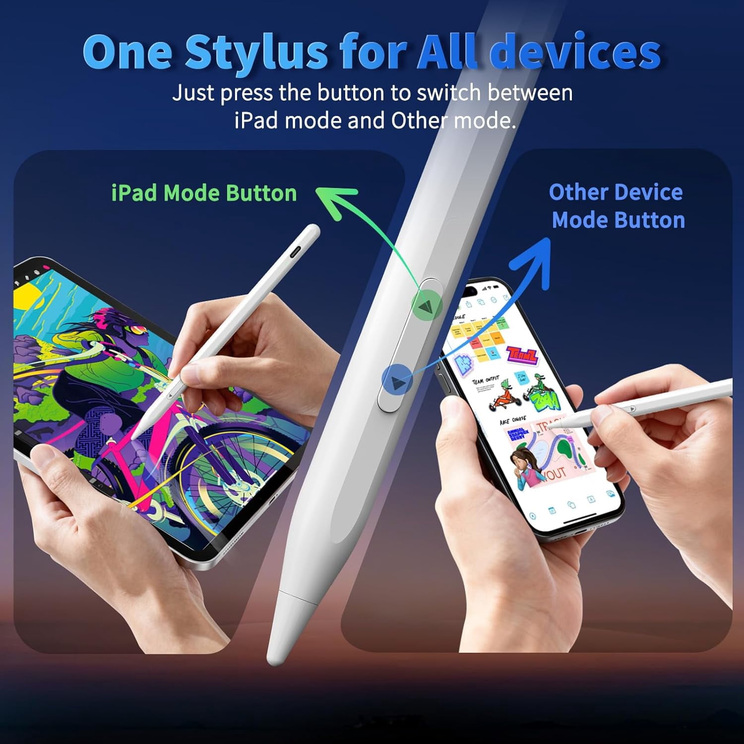 iPhone iPad Pencil for iOS & Android Touch Screens, New Designed 15 Mins Fast Charge Universal Stylus Pen for Apple iPad Pro, Air, Mini, (Palm Rejection) iWatch, iPhone, Samsung, Tablet All Devices