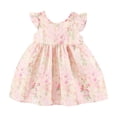 thumbnail image 7 of Eltusu Summer Casual Dresses for Girls, Crewneck Comfort Short Sleeve Ruffle Sleeve Kids Dresses Pink Size 3 T, 7 of 7