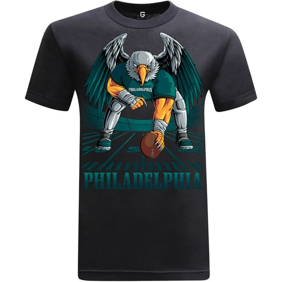 Game Garment Football Team Fan Sports Short Sleeve Crewneck Mens T-Shirts - Football Graphic Tees Men - Philadelphia Black XS-3XL
