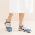 thumbnail image 5 of Women's Platform Wedge Heel Espadrille Sandals - Comfortable Insole Lightweight Rubber Sole, Close-Toe Adjustable Elastic Ankle Strap Slip-On Summer Sandals, 5 of 7