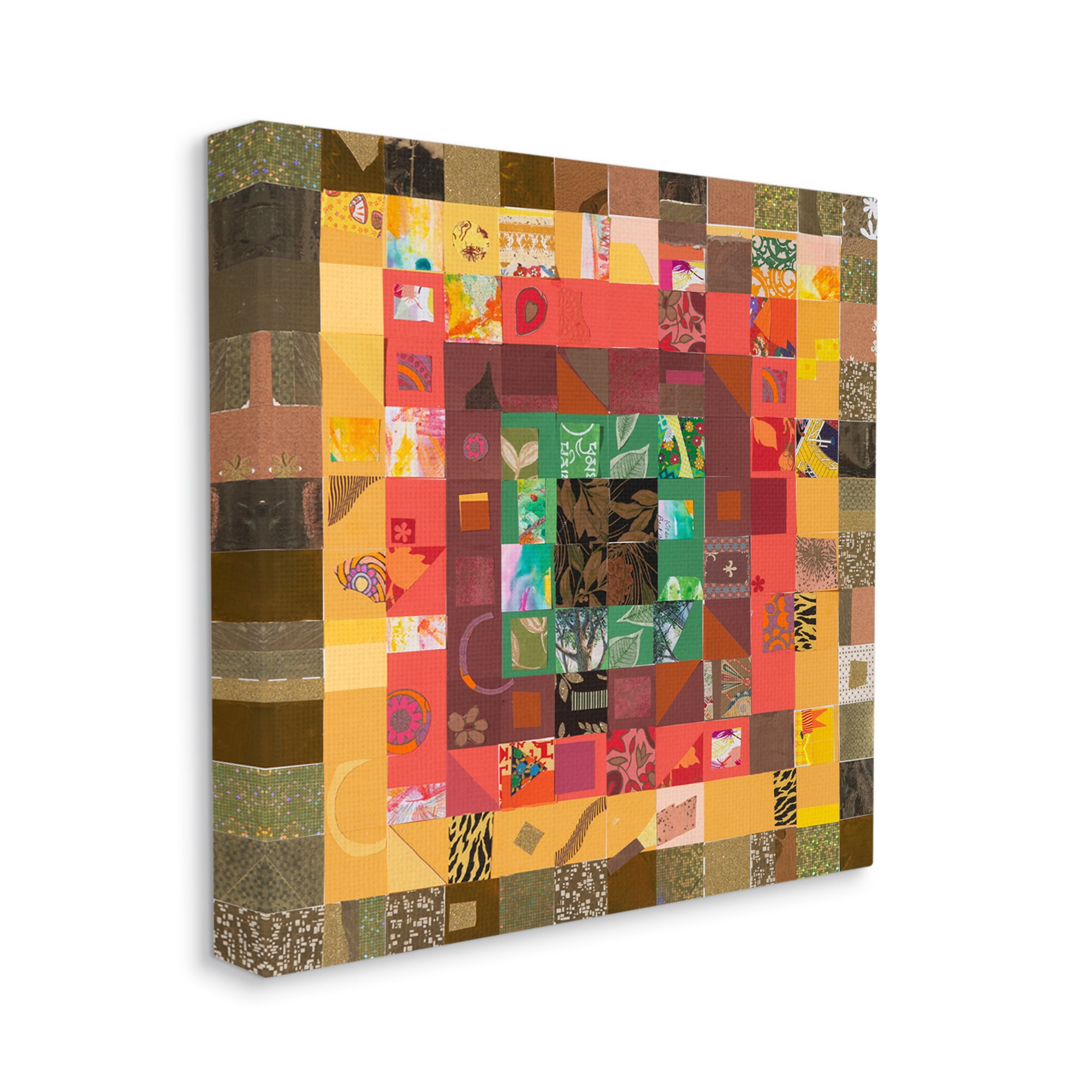 Stupell Industries Patterned Geometric Collage Abstract Painting Gallery Wrapped Canvas Art Print Wall Art, 30 x 30