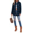 thumbnail image 2 of Hubery Women Plaid Flannel Shirts Long Sleeve Button Down Shirt, 2 of 6