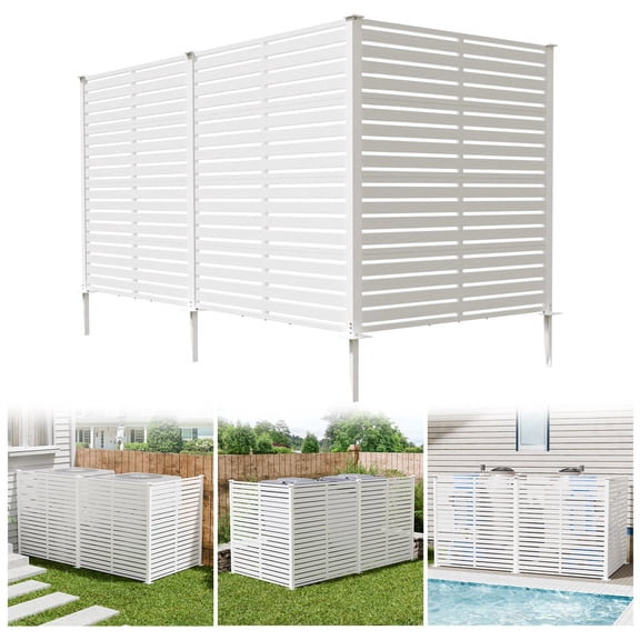 TOPCOMFY 94" W x 48" H Air Conditioner Fence Panels, Outdoor Privacy Screens, Pool Equipment Enclosure, Trash Can Screens Fence Kit for Outside Backyard Patio, White