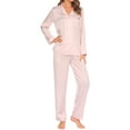 thumbnail image 3 of Avidlove Silk Satin Pajamas Women's Long Sleeve Sleepwear Soft Button Down Pj Set 2 Piece Loungewear S-XXL, 3 of 5