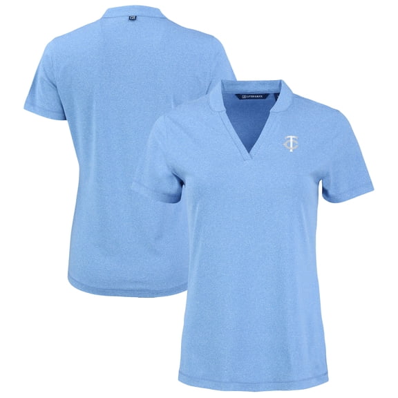Women's Cutter & Buck  Heather Powder Blue Minnesota Twins Forge Heathered Stretch Blade Top